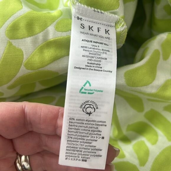 SKFK Gabriela Sleeveless Maxi Dress Green White Front Slit Size 6 Reg. $199 - Picture 11 of 14